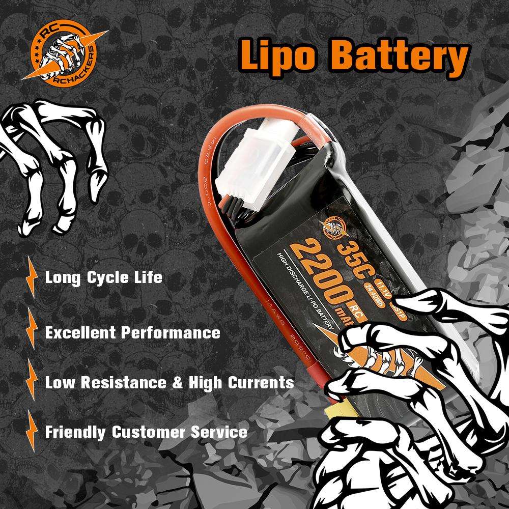 RCHackers 3S 2200mAh 11.1V 35C RC Lipo Battery with XT60 Plug