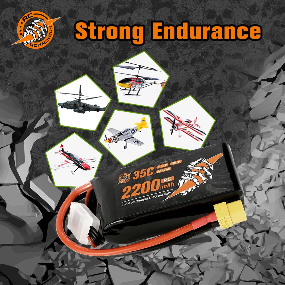 RCHackers 3S 2200mAh 11.1V 35C RC Lipo Battery with XT60 RCHackers 3S 2200mAh 11.1V 35C RC Lipo Battery with XT60