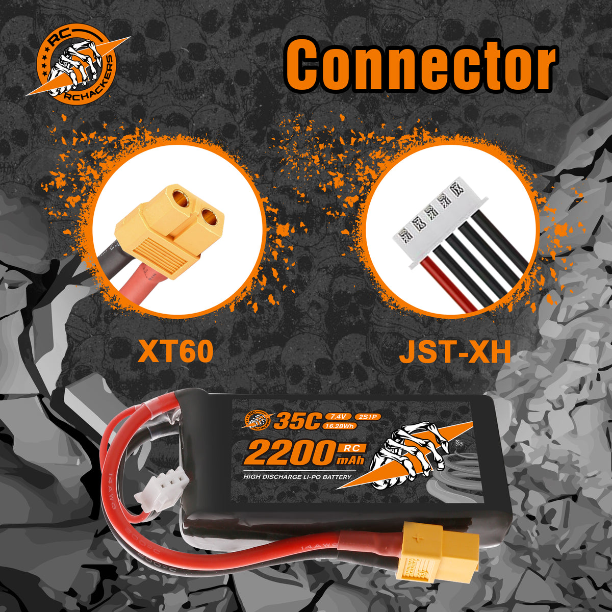 7,4V 2S 2200mAh LiPo-Akku – 35C, XT60-Stecker, Für RC-Flugzeuge, Hubschrauber, Hochleistungszellen