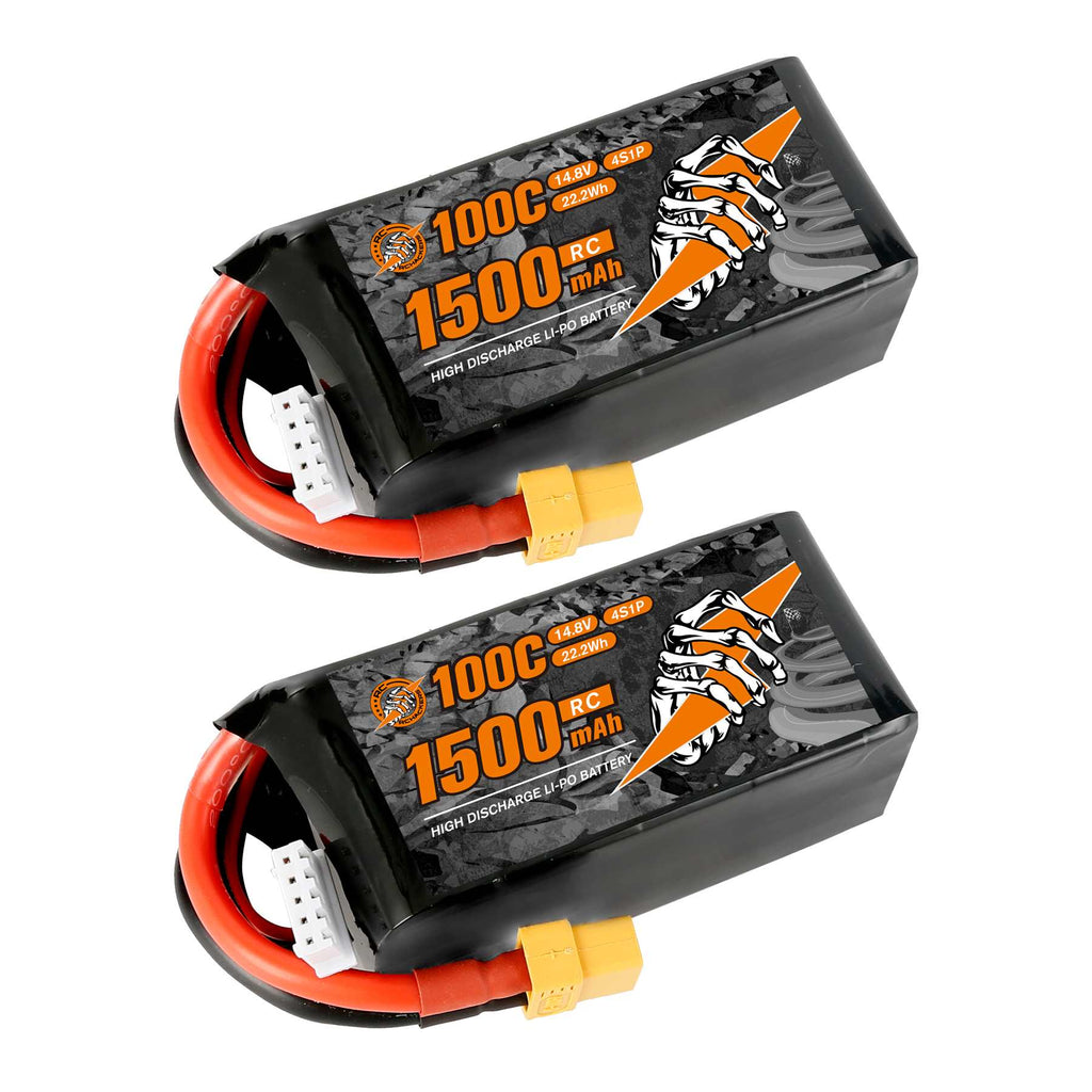 RCHackers 4S 1500mAh 100C 14.8V LiPo Battery with XT60 Plug [2 Packs] –  RCHACKERS