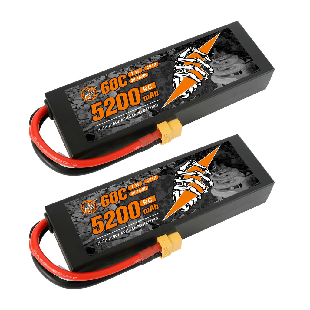 RCHackers 2S 5200mAh 60C 7.4V Lipo Battery with XT60 Plug [2 Packs